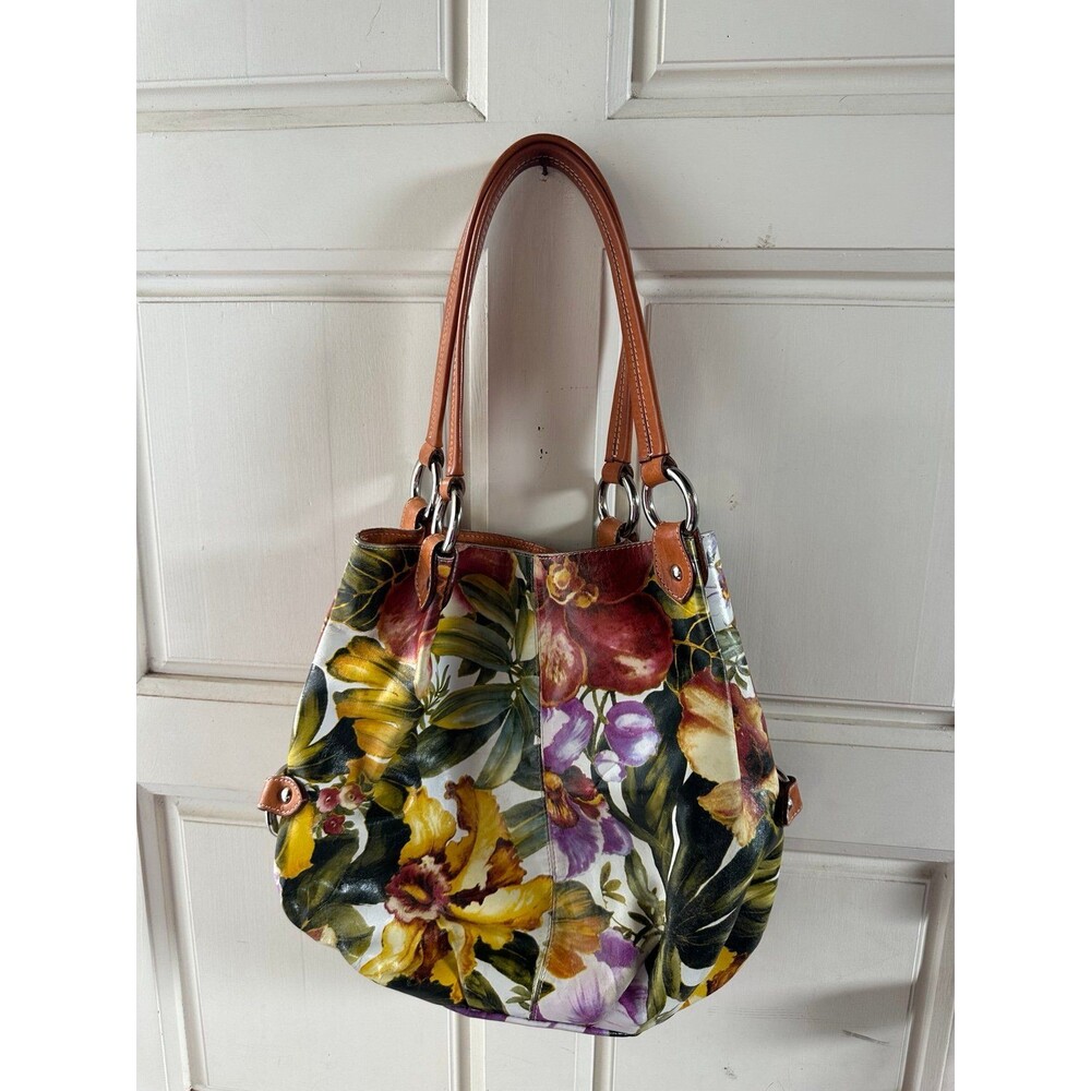 Maurizio Taiuti Tropcial Floral Italian Soft Genuine Leather Hobo Bag - Picture 3 of 7